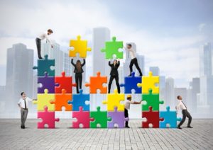 Business solution with puzzle pieces