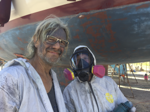 Boni and John Bottom Sanding