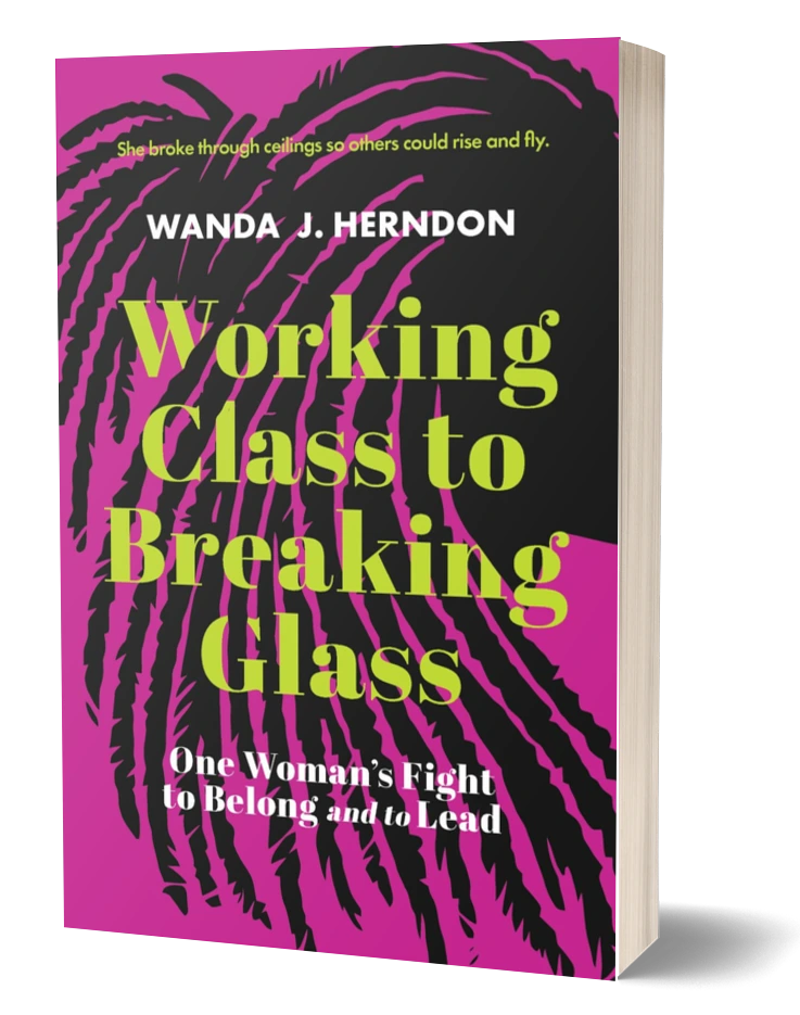 3D book mockup of Wanda Herndon's "Working Class to Breaking Glass"